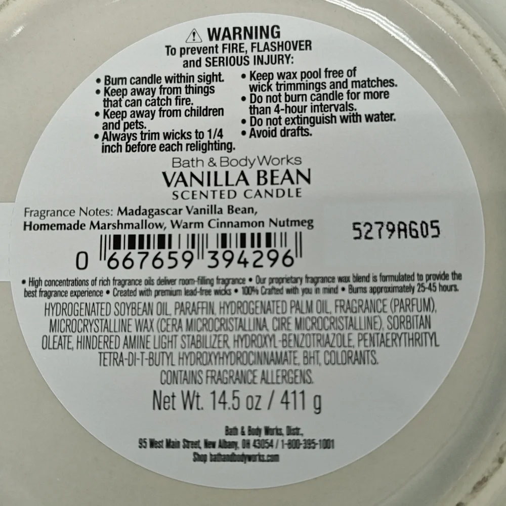 Bath & Body Works "VANILLA BEAN" 3-Wick Ceramic Candles - Set of 2 - Picture 4 of 6